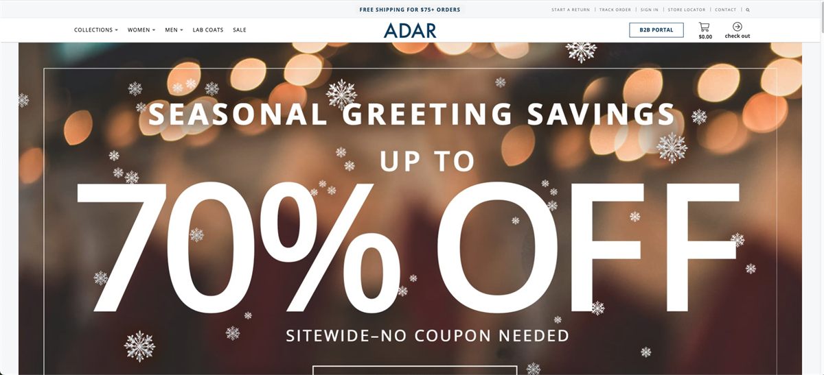 ADAR e-commerce collection page